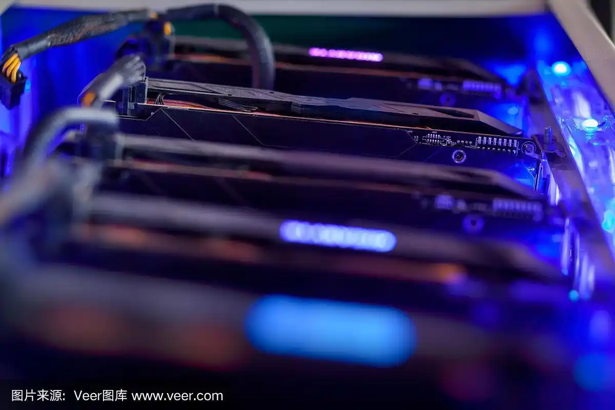 Close-up of a mining rig working tirelessly to generate cryptocurrency