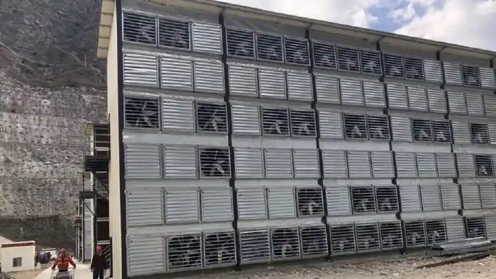 Solar panels powering a mining farm