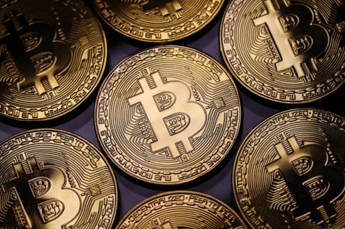 Close-up view of a bitcoin mining machine’s internal circuits operating